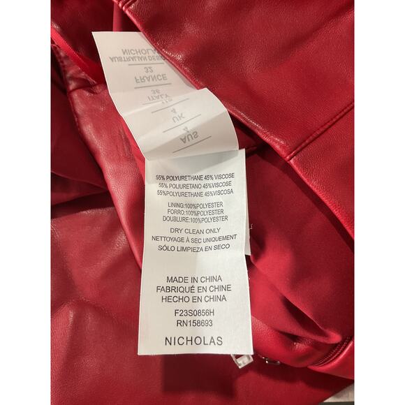 Nicholas 'Enid' Red Polyurethane Maxi Skirt Size 0 - Picture 5 of 5